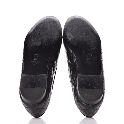 Chanel Aged Calfskin Quilted CC Cap Toe Ballerina Flats 40 Black 7 of 15