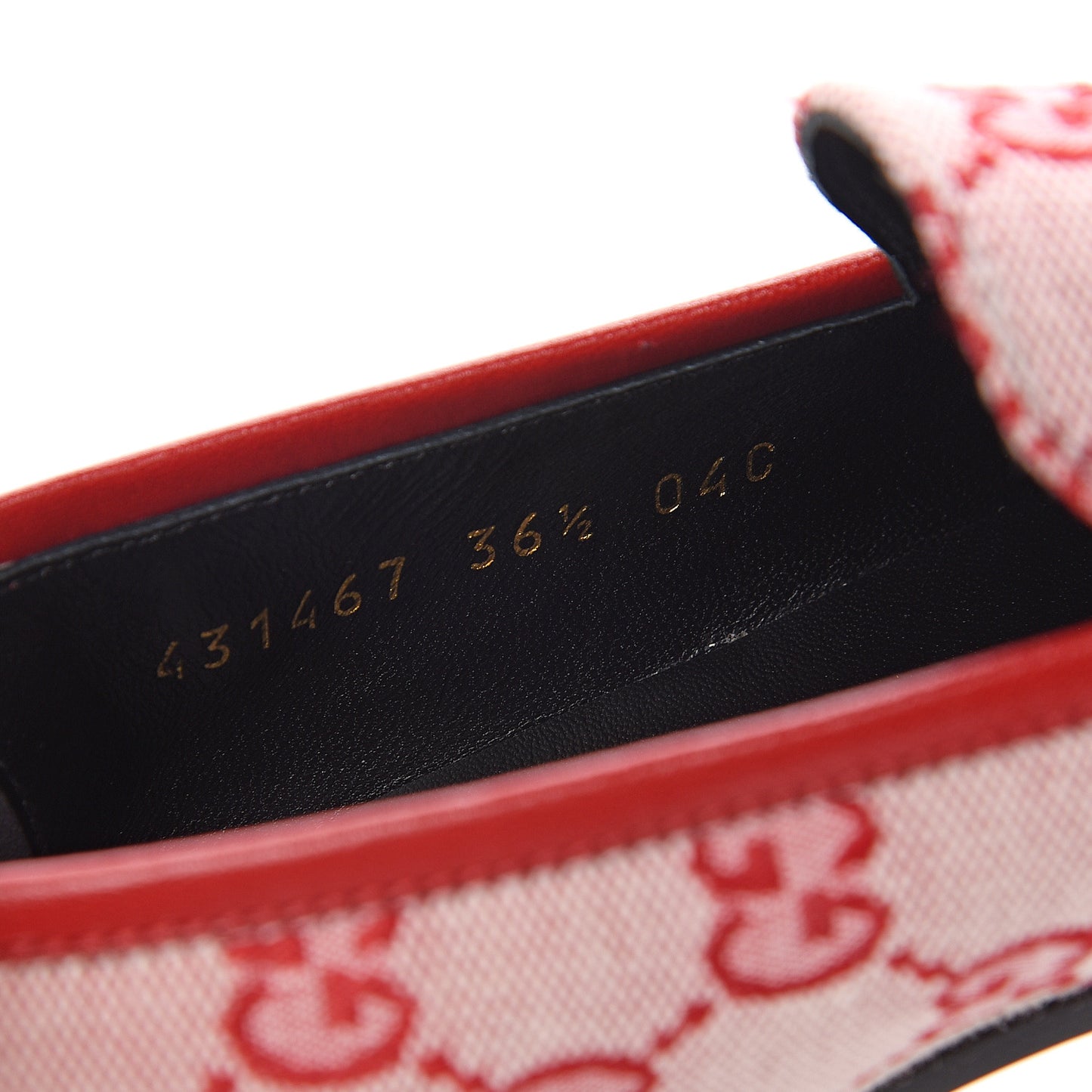 Canvas GG Monogram Horsebit Womens Jordaan Loafers 36.5 Gardenia Hibiscus Red