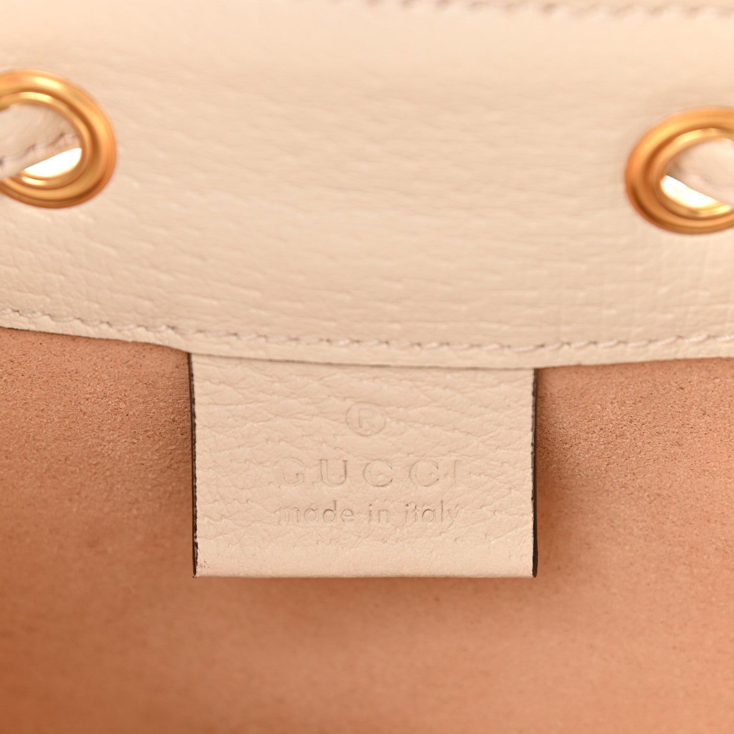 Gucci GG Supreme Monogram Textured Calfskin Web Mini Ophidia Bucket Bag Beige Ebony Mystic White 6 of 11