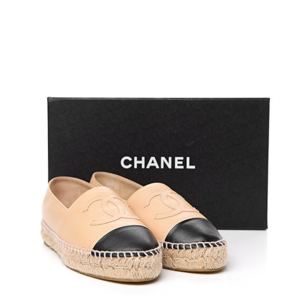 Chanel Lambskin CC Espadrilles 37 Beige Black 10 of 10