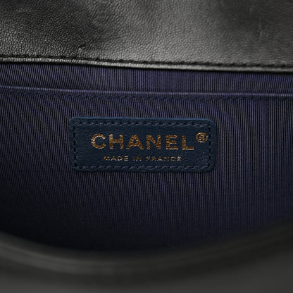 Chanel Lambskin Quilted Bi-Color Medium Boy Flap Black Navy 6 of 15