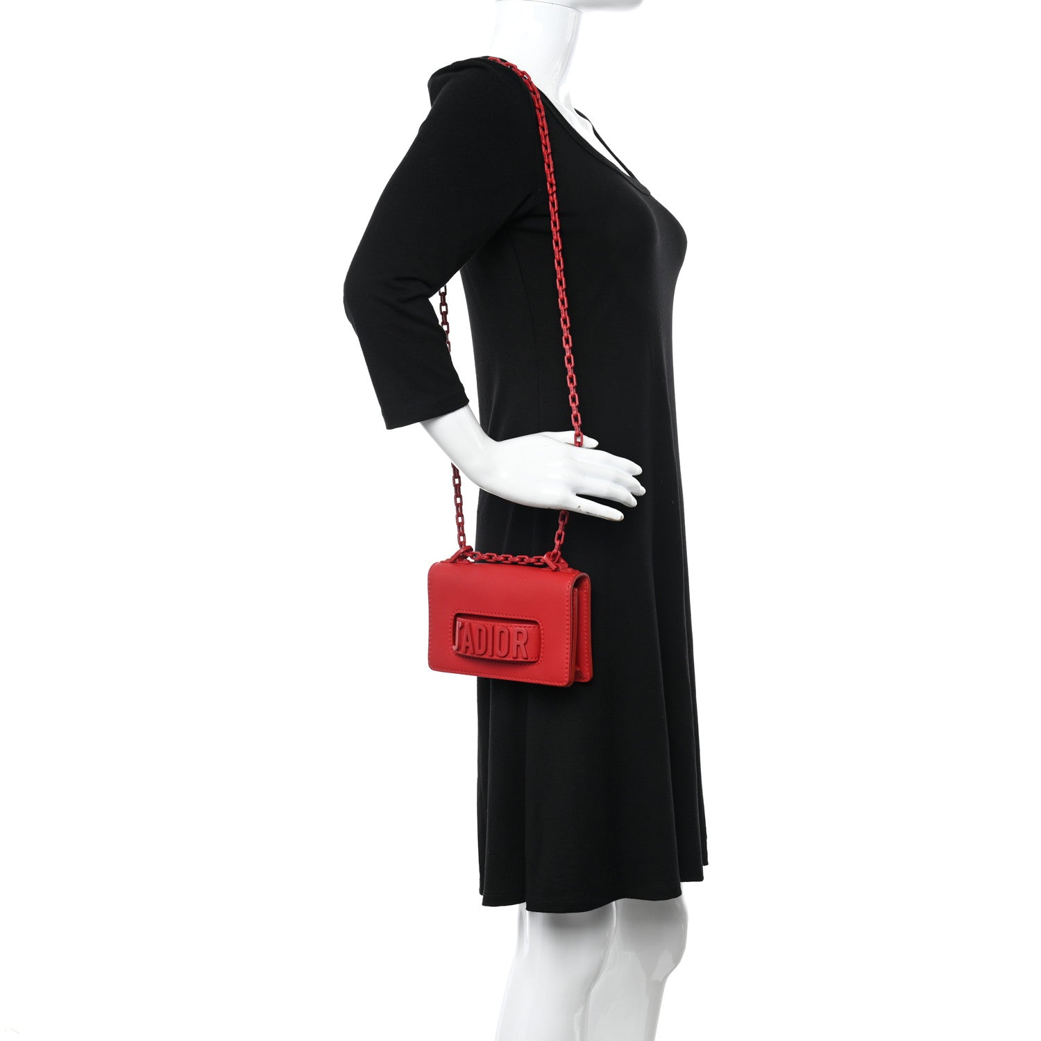 Christian Dior Ultra Matte Calfskin Mini J'Adior Chain Flap Bag Red 2 of 10