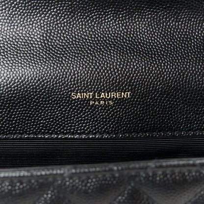 Saint Laurent Grain De Poudre Textured Mixed Matelasse Triquilt Medium Monogram Satchel Black 6 of 11