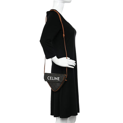 Celine Triomphe Canvas Triangle Crossbody Bag Tan 2 of 10