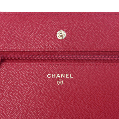 Chanel Caviar Camellia Embossed Wallet On Chain WOC Fuschia 8 of 12
