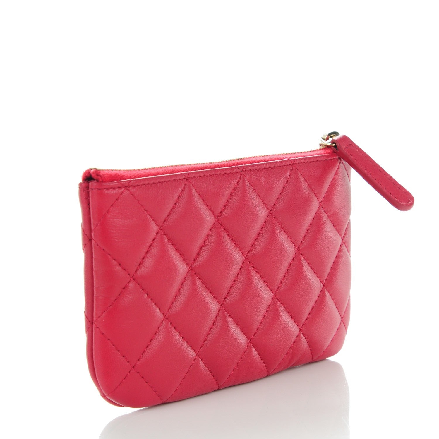 Chanel Lambskin Quilted Small Cosmetic Case Dark Pink 3 of 7