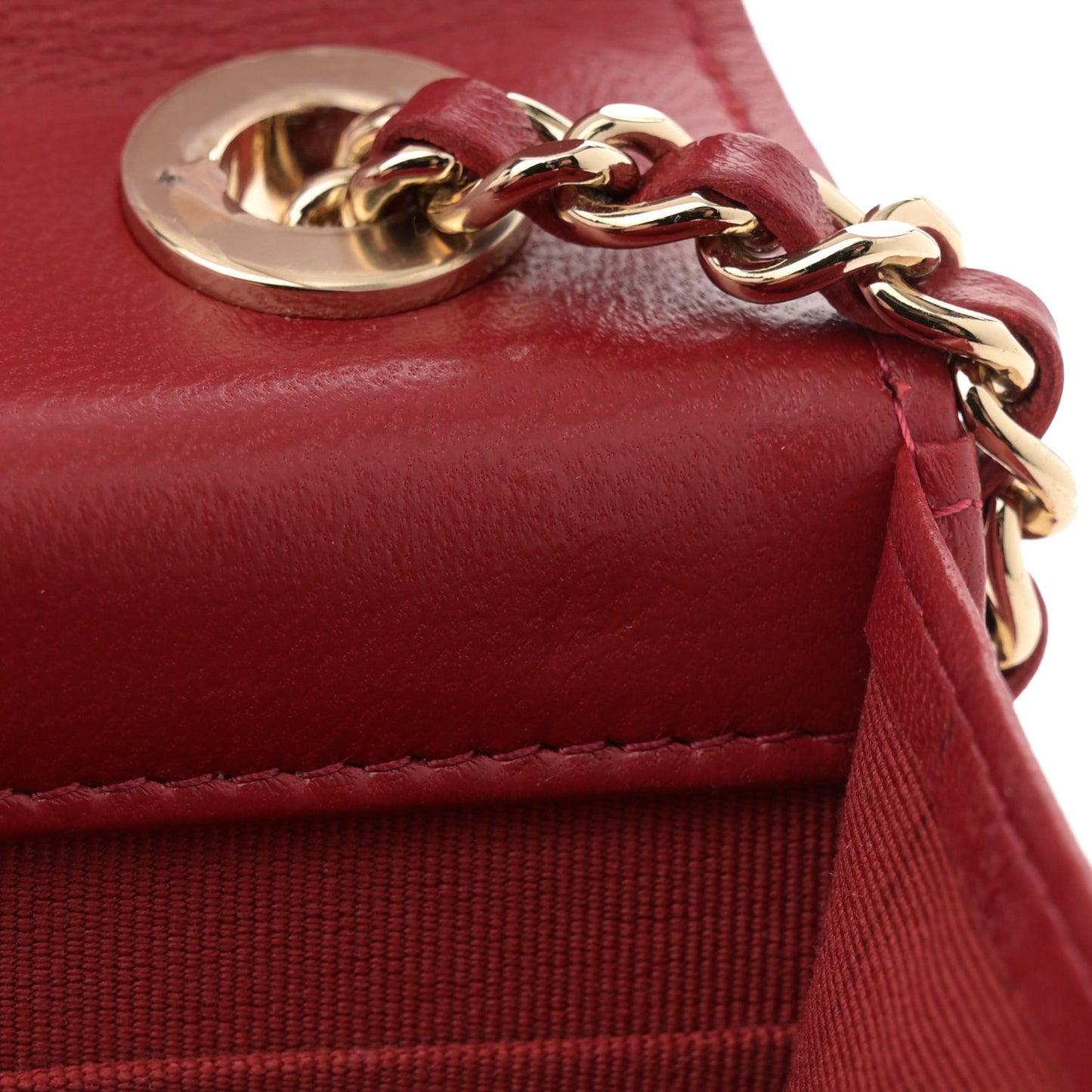 Lambskin Quilted Trendy CC Wallet On Chain WOC Red