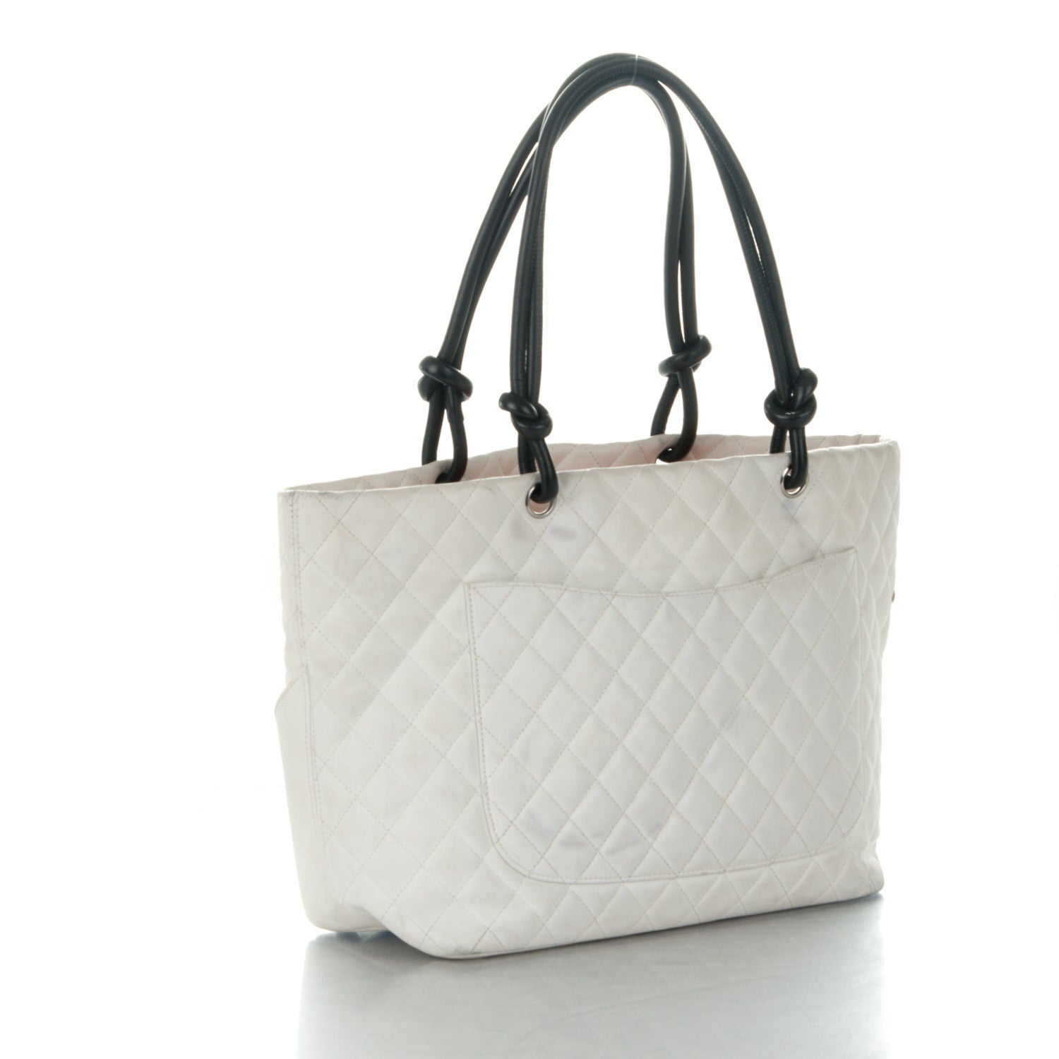 Chanel Calfskin Quilted Python Large Cambon Tote White 3 of 20