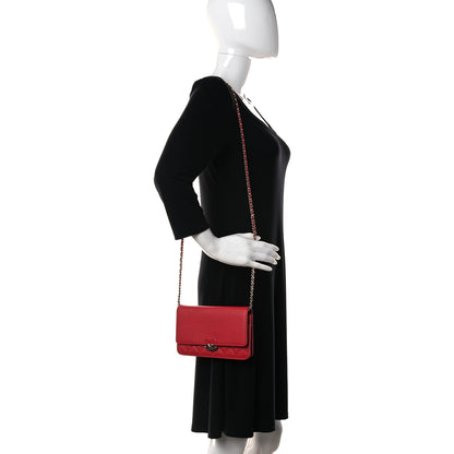 Chanel Grained Calfskin Quilted CC Box Wallet On Chain WOC Red 2 of 11
