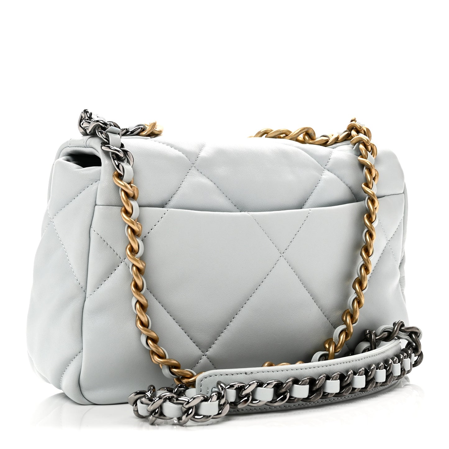 Lambskin Quilted Medium Chanel 19 Flap Light Blue