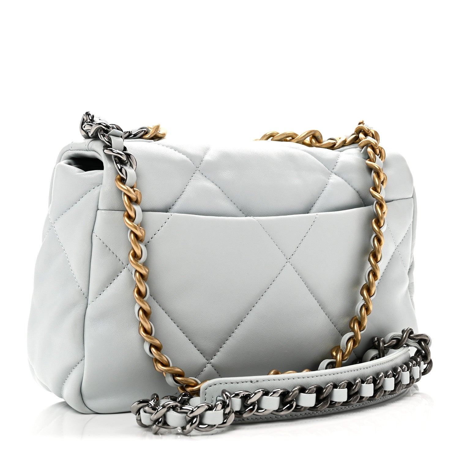 Chanel Lambskin Quilted Medium Chanel 19 Flap Light Blue 3 of 10