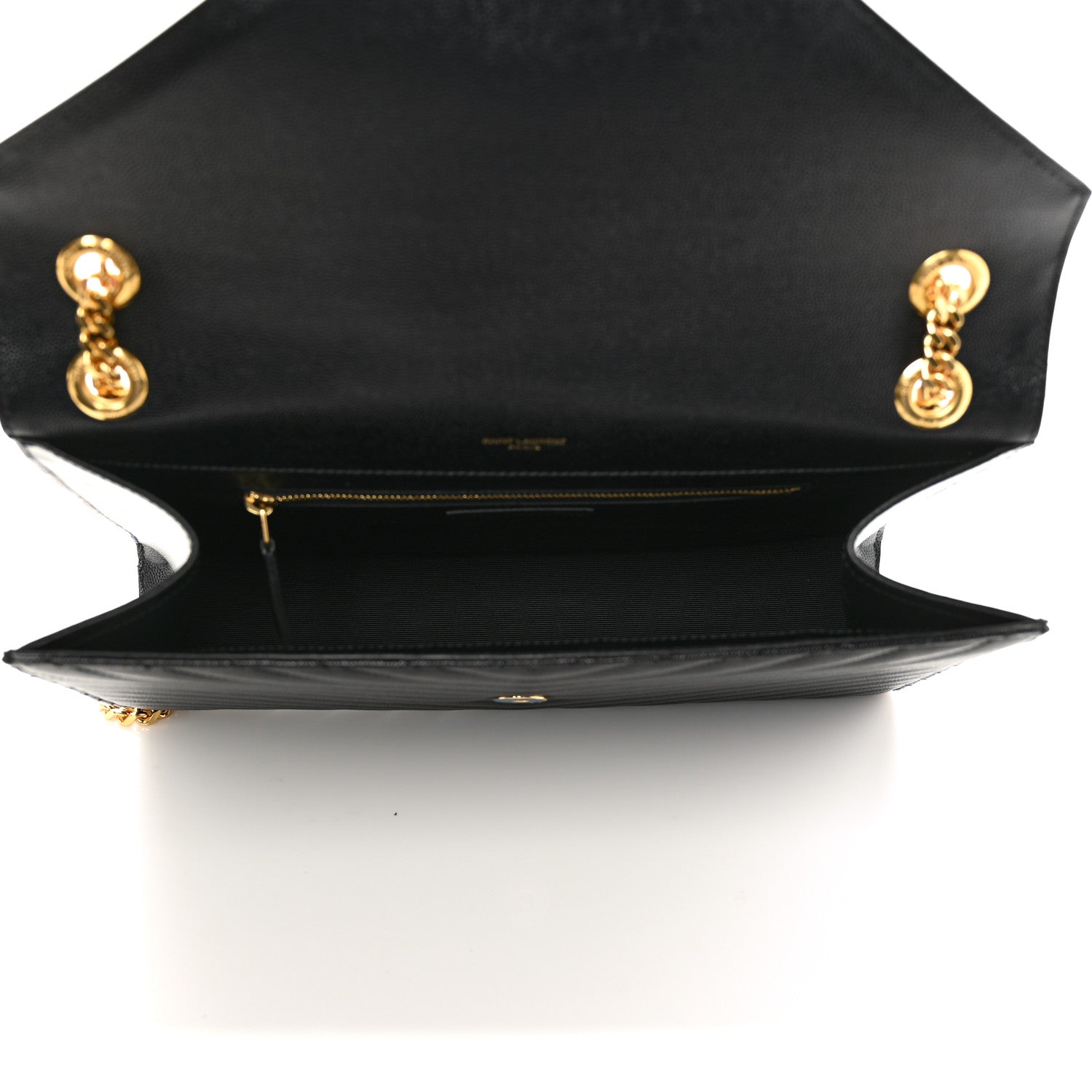 Saint Laurent Grain De Poudre Matelasse Chevron Large Monogram Satchel Black 4 of 8