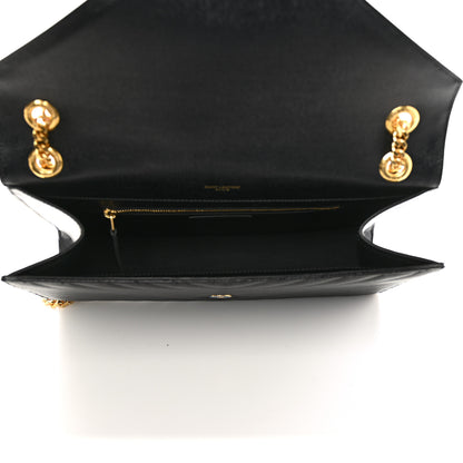 Saint Laurent Grain De Poudre Matelasse Chevron Large Monogram Satchel Black 4 of 8