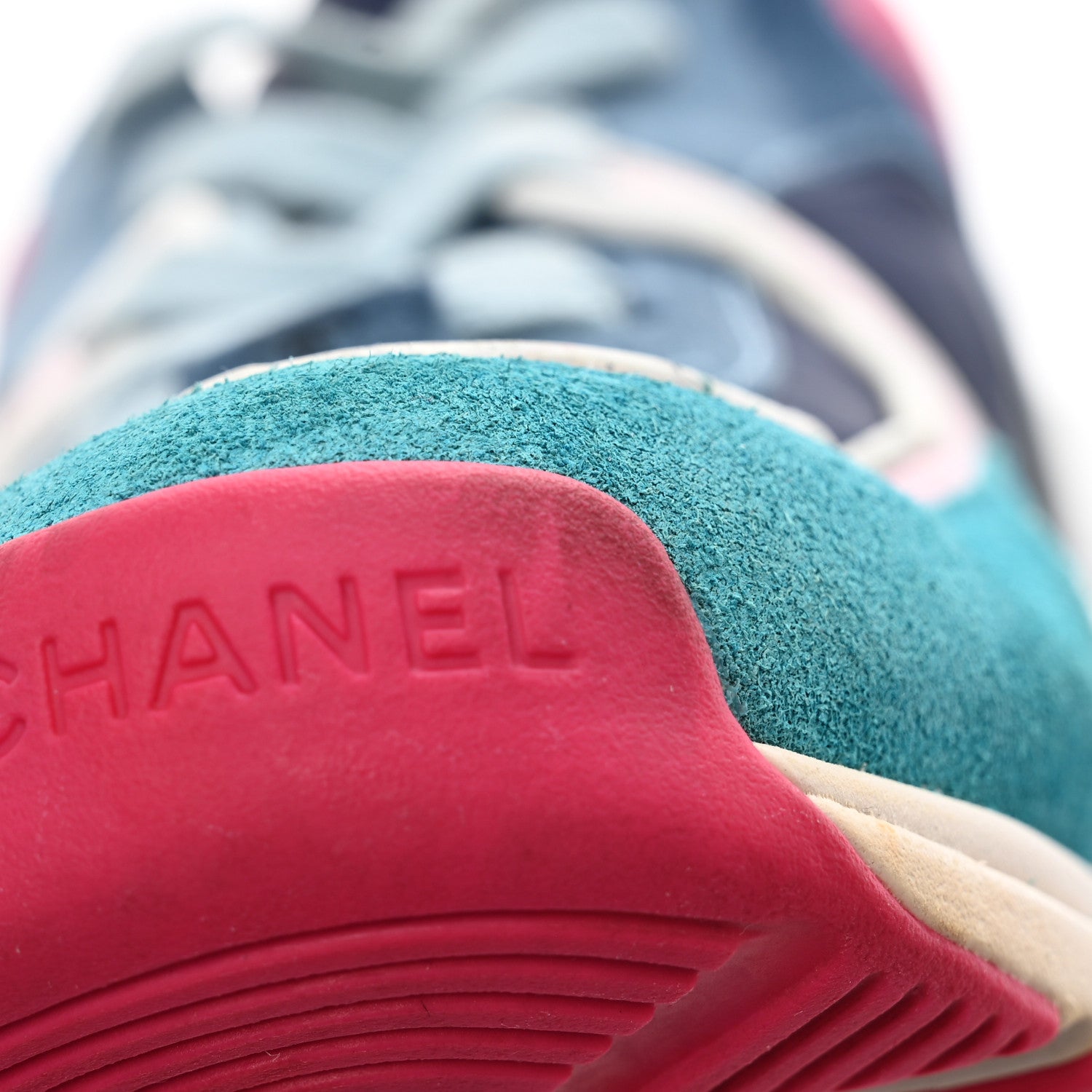 Chanel Nylon Calfskin Suede CC Sneakers 40 Navy Turquoise 13 of 18