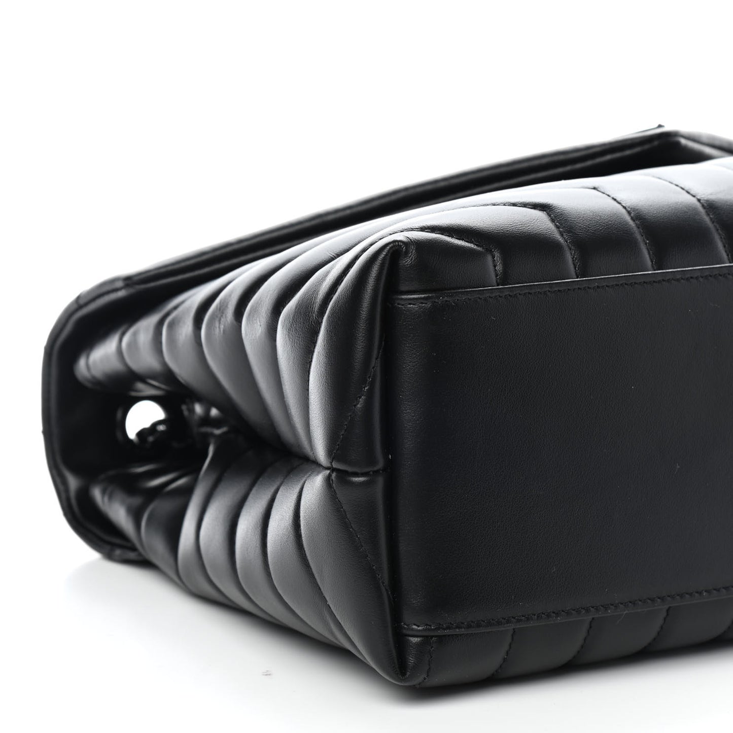 Calfskin Y Quilted Monogram Medium Loulou Chain Satchel Black