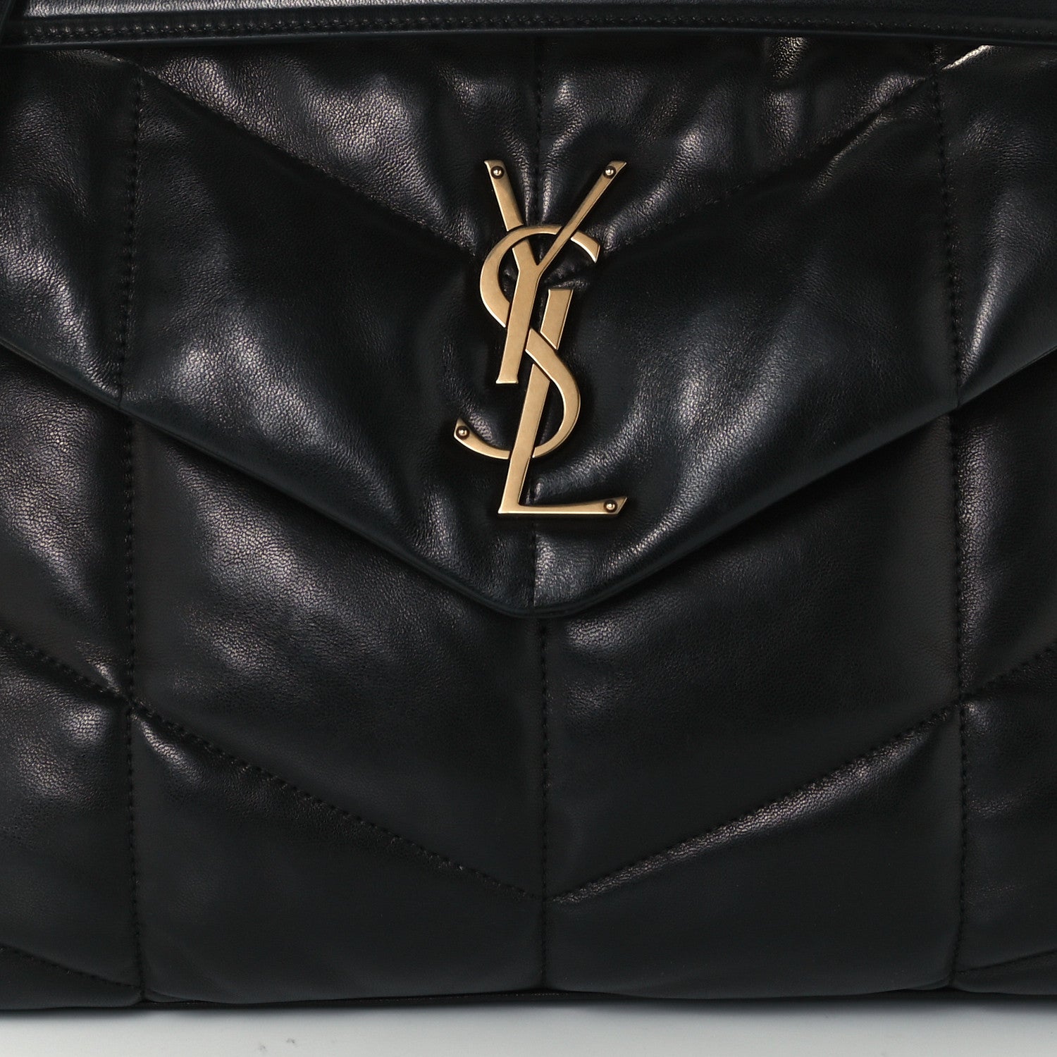 Saint Laurent Lambskin Quilted Medium Loulou Puffer Monogram Chain Satchel Black 9 of 11