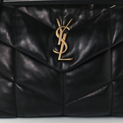Saint Laurent Lambskin Quilted Medium Loulou Puffer Monogram Chain Satchel Black 9 of 11