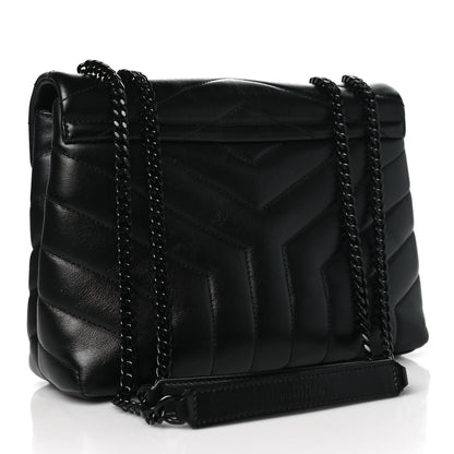 Saint Laurent Calfskin Y Quilted Monogram Monochrome Small Loulou Chain Satchel Black 3 of 10