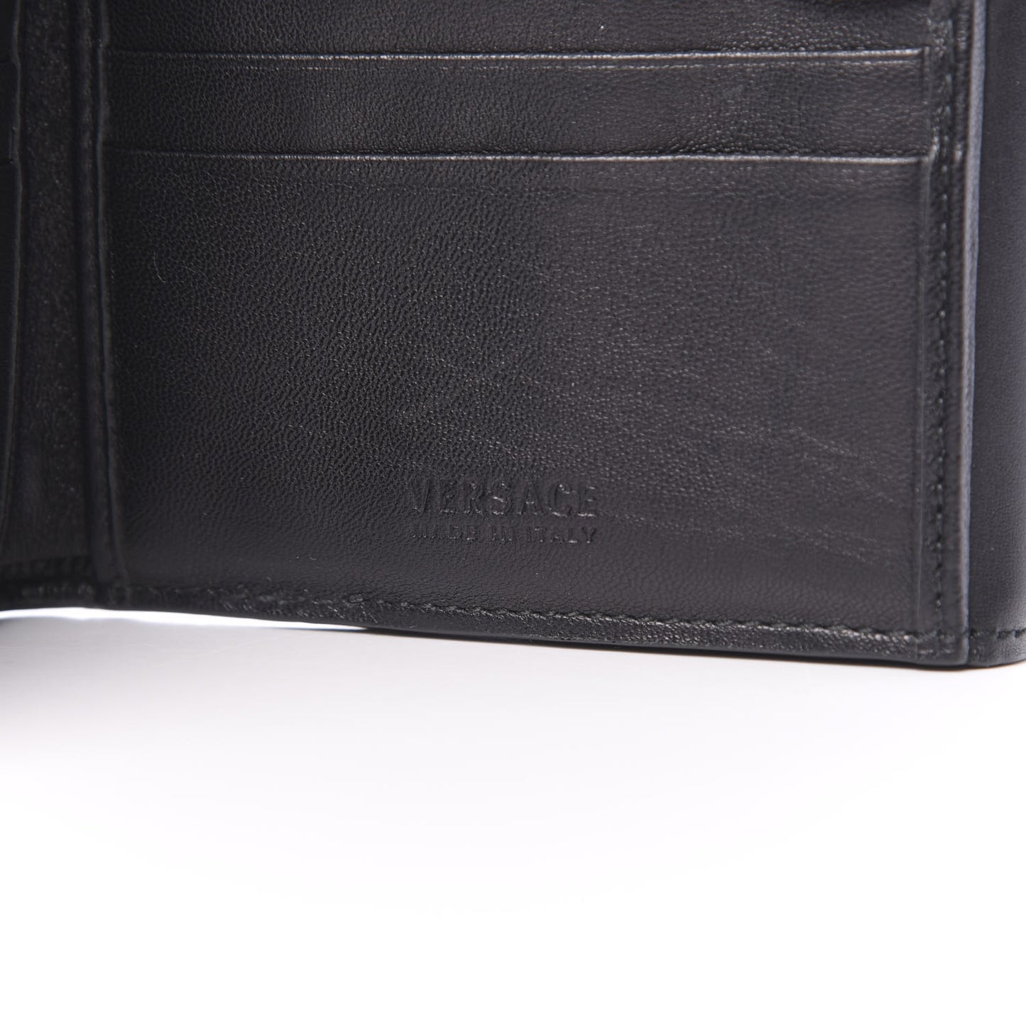 Calfskin Medusa Compact Wallet Black