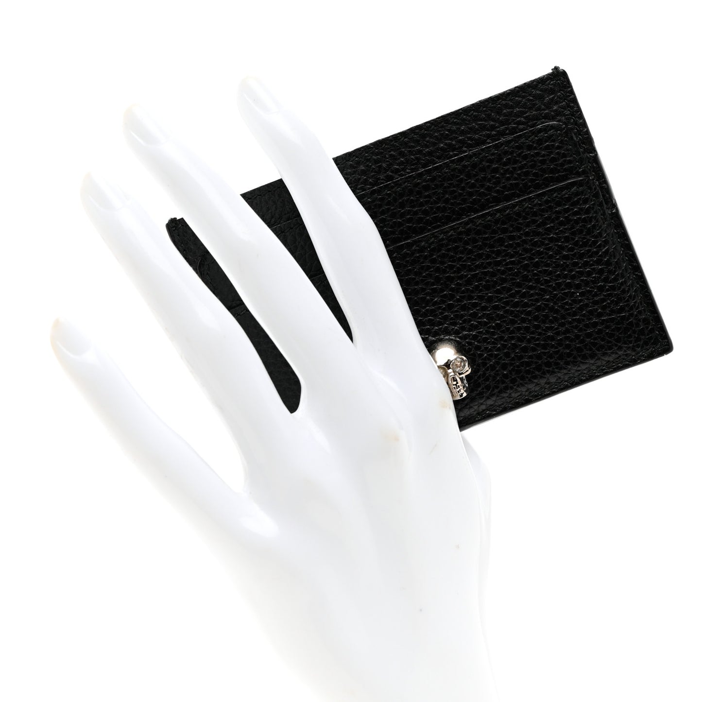 Calfskin Skull Card Holder Black