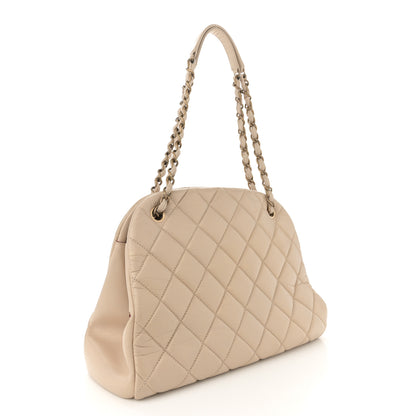 Chanel Aged Calfskin Large Just Mademoiselle Bowling Bag Beige 3 of 12