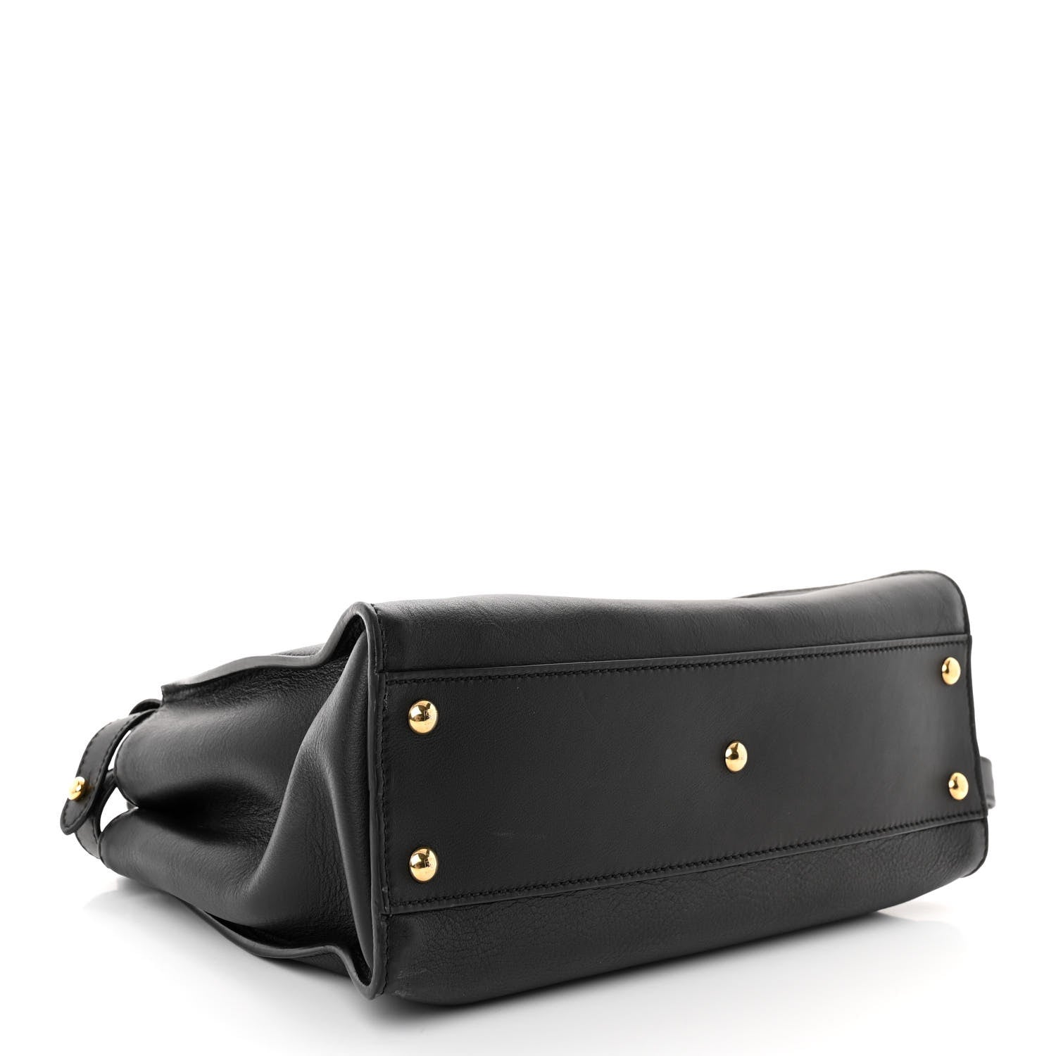 Fendi Vitello Seta Shiny Nappa Medium Peekaboo Iconic Satchel Black 4 of 10