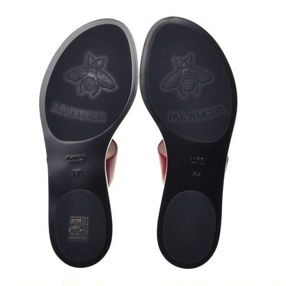 Gucci Calfskin GG Marmont Thong Sandals 38.5 Hibiscus Red 5 of 7