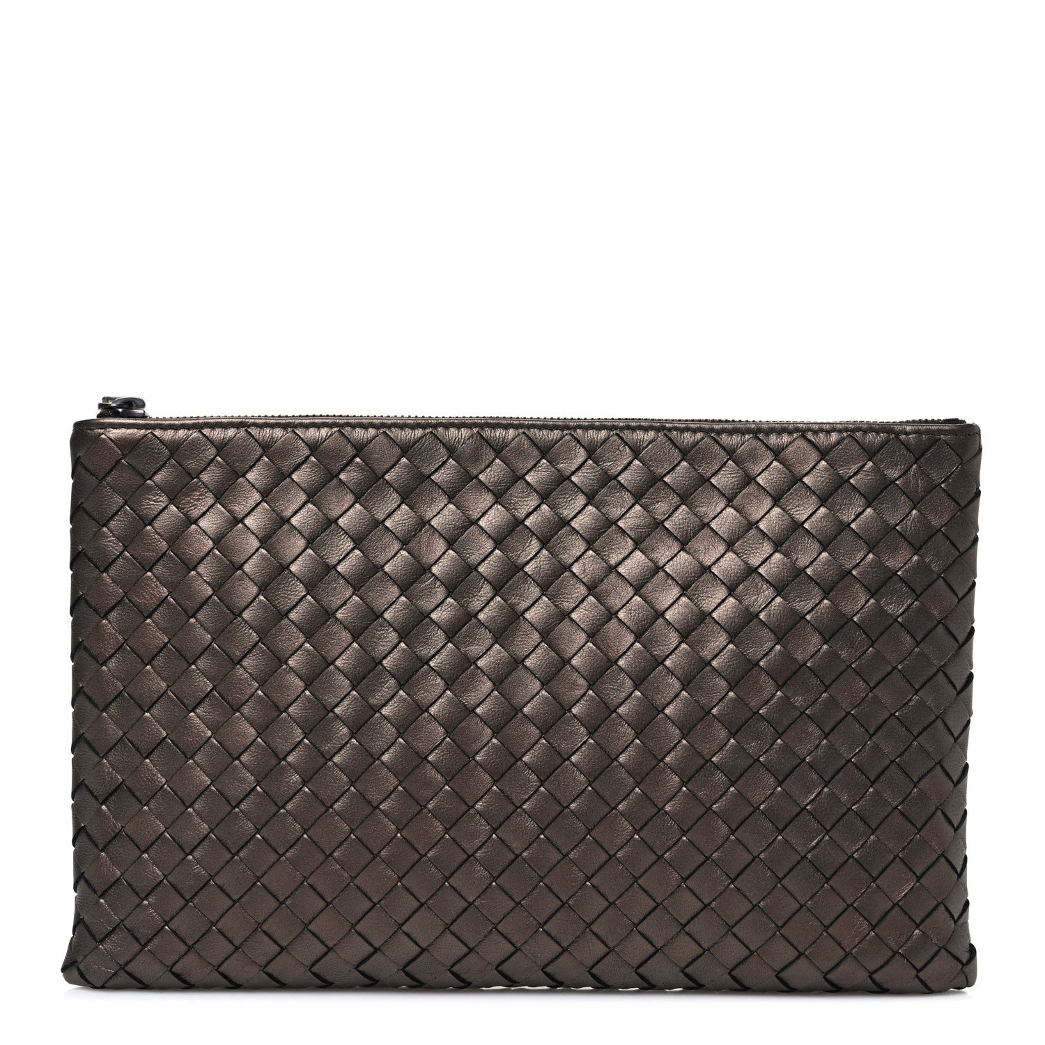 Bottega Veneta Metallic Nappa Intrecciato Zip Pouch Bronze 1 of 8