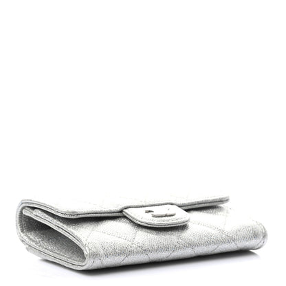 Chanel Glittered Metallic Caviar Quilted Flap Card Holder Wallet Silver 4 of 7