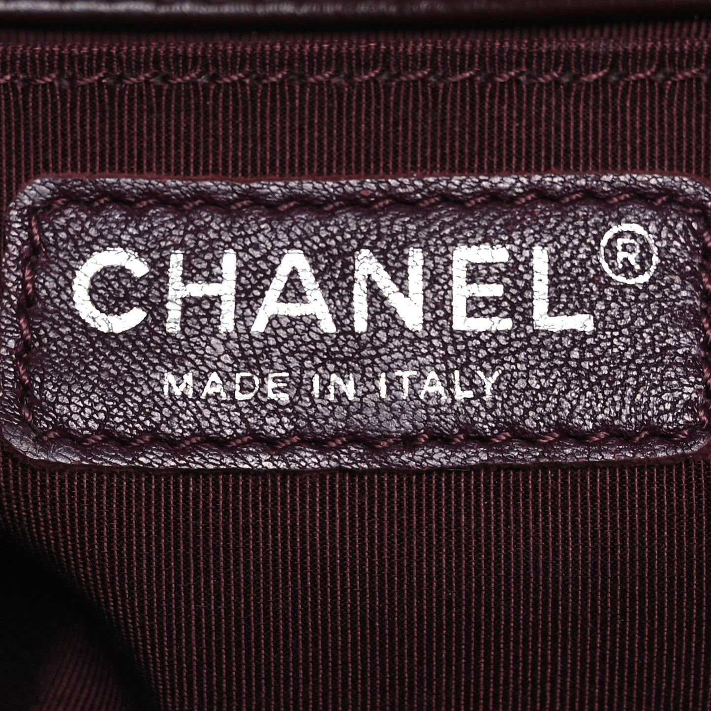 Calfskin Chevron Quilted Small Boy Flap Burgundy