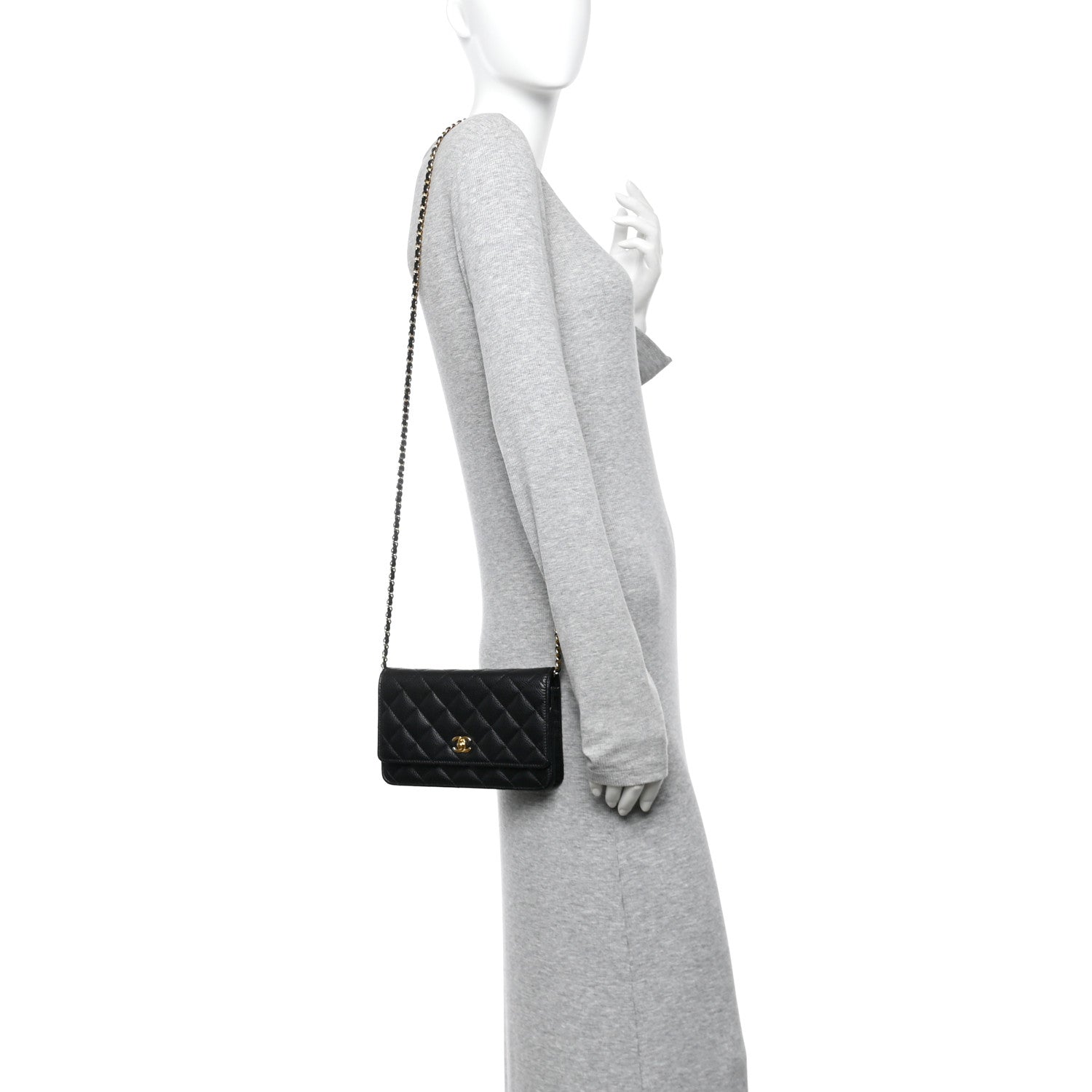 Chanel Caviar Quilted CC Turnlock Wallet On Chain WOC Black 2 of 12