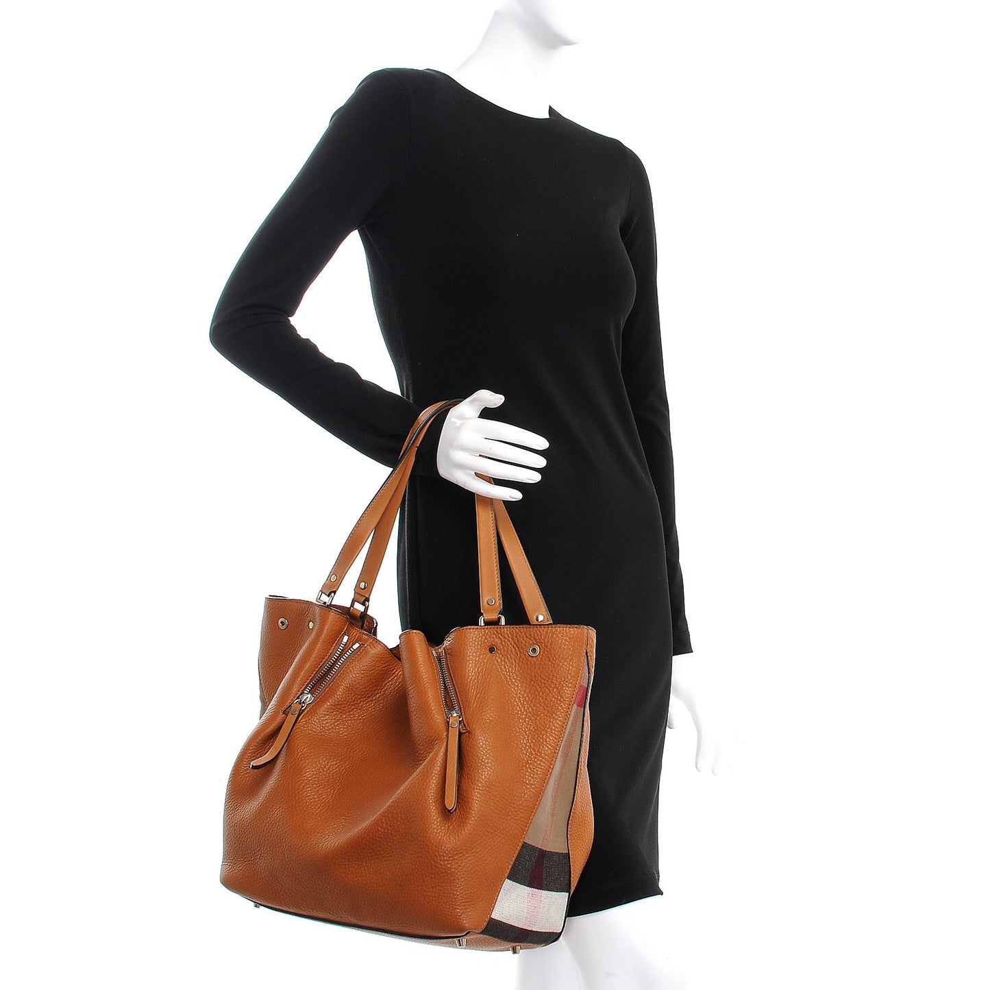 Grainy Calfskin House Check Medium Maidstone Tan