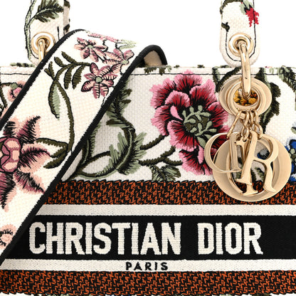 Christian Dior Canvas Embroidered Medium Lady D-Lite Ecru Multicolor 8 of 12