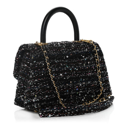 Chanel Tweed Sequin Mini Coco Handle Flap Black 2 of 12