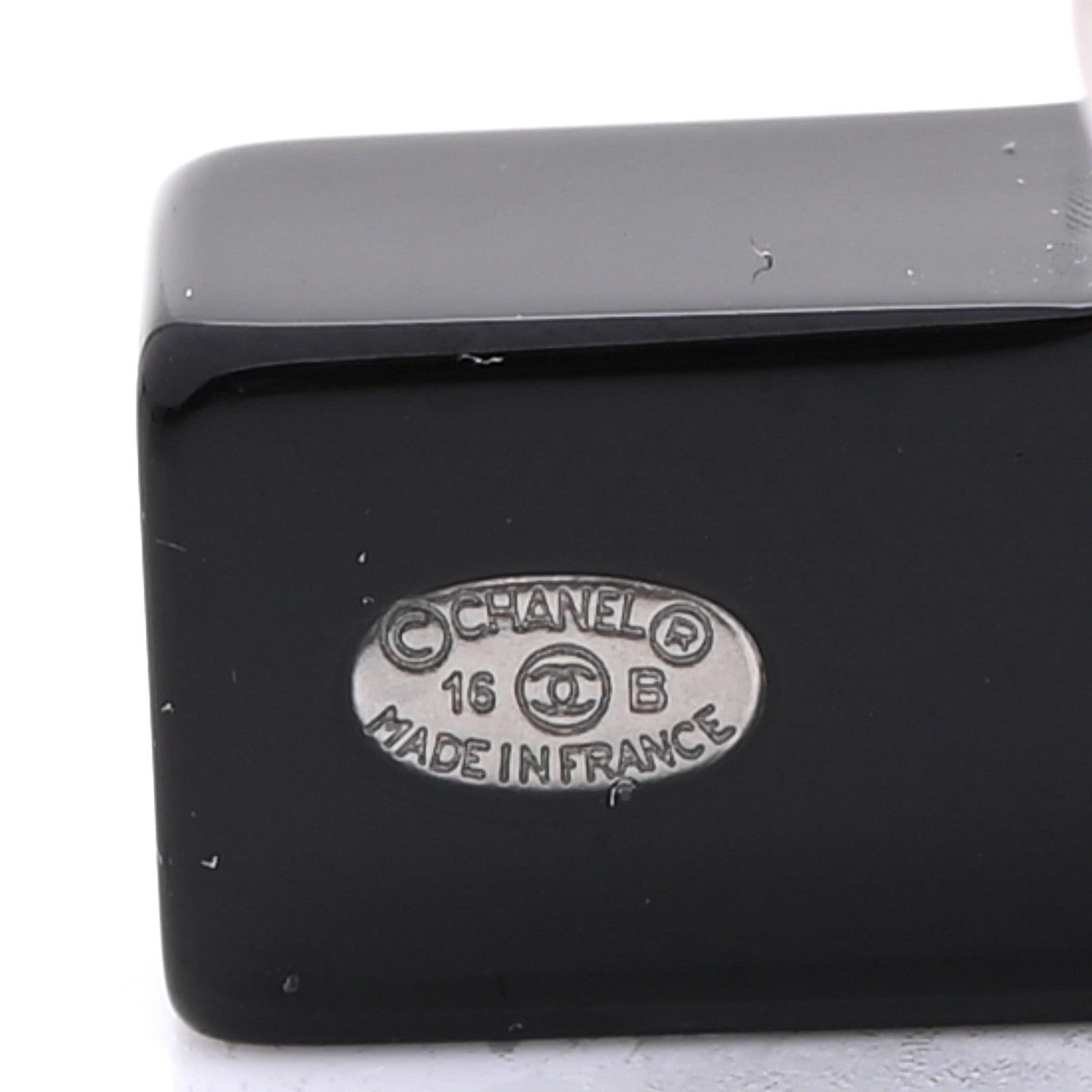 Chanel Resin Mirror Logo Brooch Set Black 4 of 5