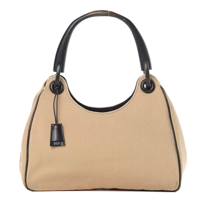 Gucci Canvas Wooden Handle Shoulder Bag Beige 1 of 19