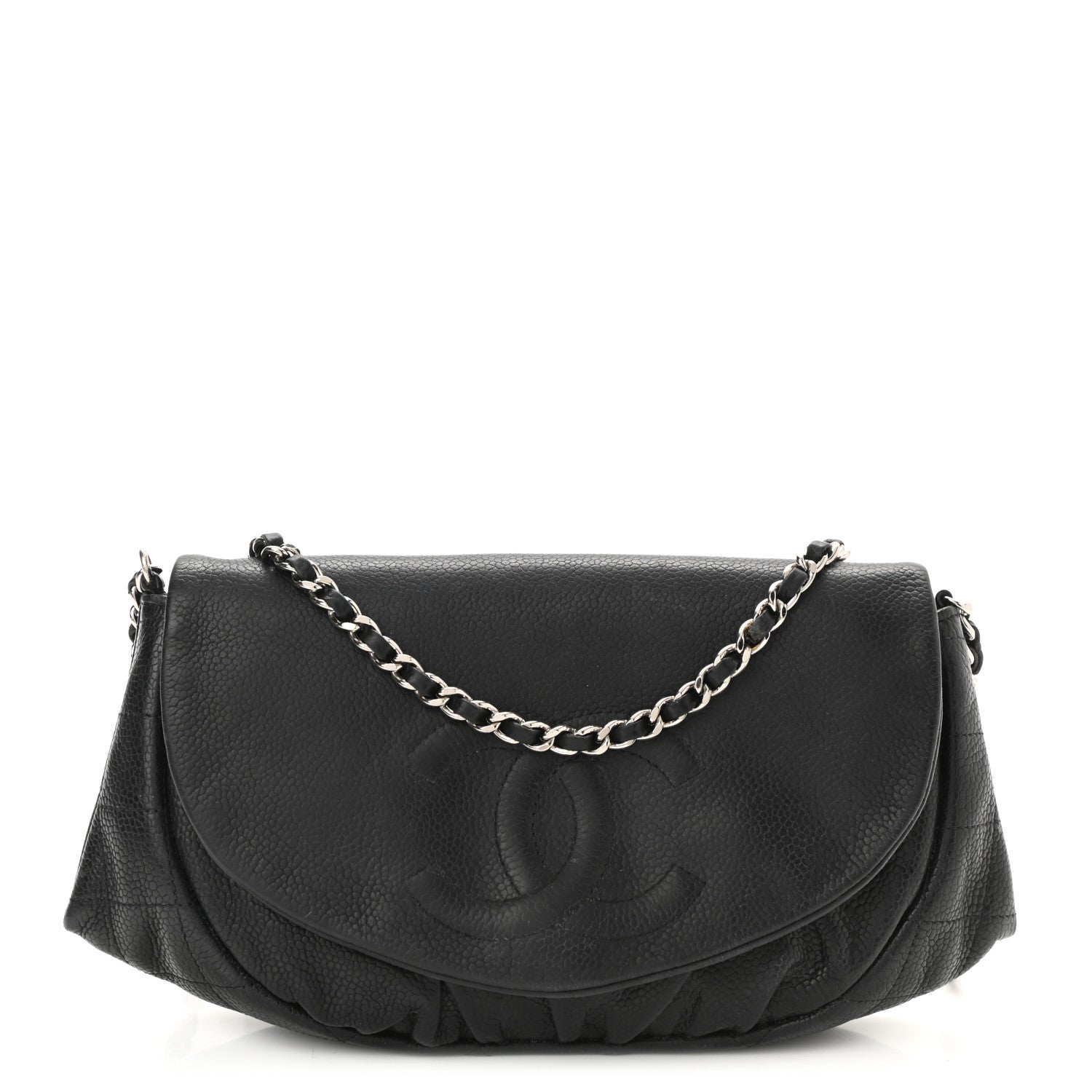 Chanel Caviar Half Moon Wallet On Chain WOC Black 1 of 14