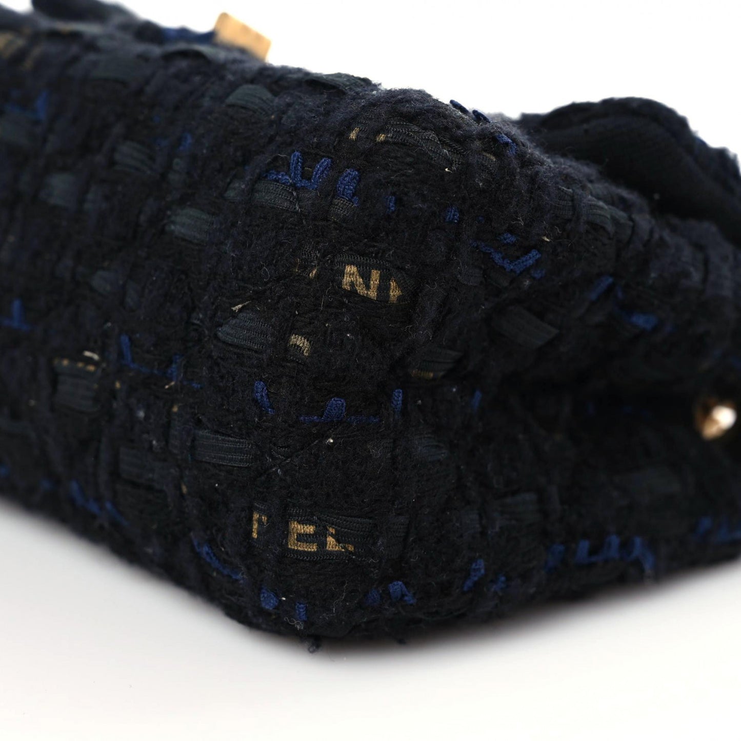 Tweed Quilted Mini 2.55 Reissue Flap Black Gold Navy