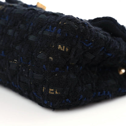 Chanel Tweed Quilted Mini 2.55 Reissue Flap Black Gold Navy 9 of 10