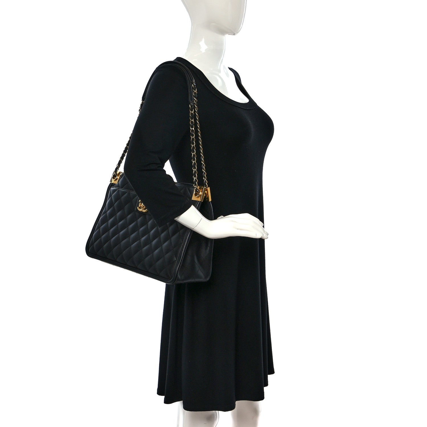 Chanel Lambskin Quilted Elegant CC Shopping Tote Black 2 of 9