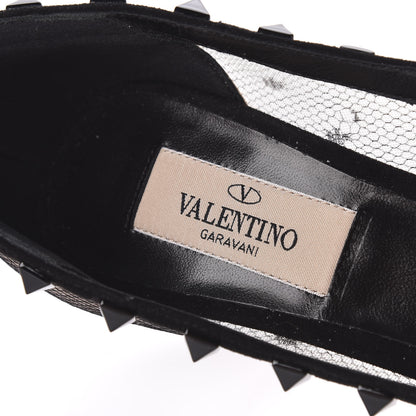 Valentino Garavani Mesh Point d'Esprit Calfskin Rockstud 85mm Pumps 36 Black 5 of 7