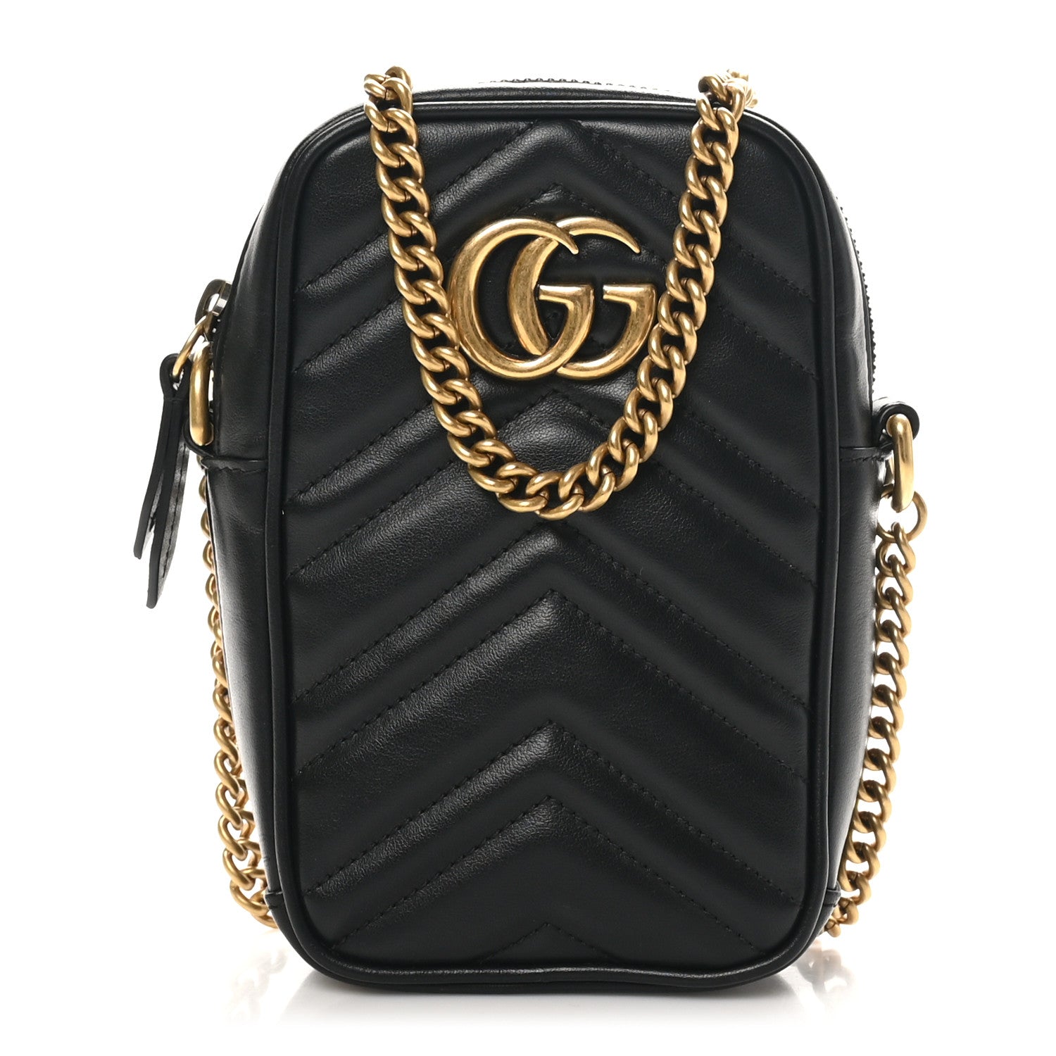 Gucci Calfskin Matelasse Mini GG Marmont Crossbody Bag Black 1 of 11