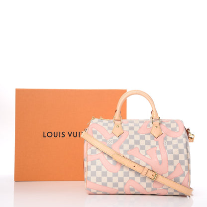 Louis Vuitton Damier Azur Tahitienne Speedy Bandouliere 30 Rose Ballerine 9 of 9