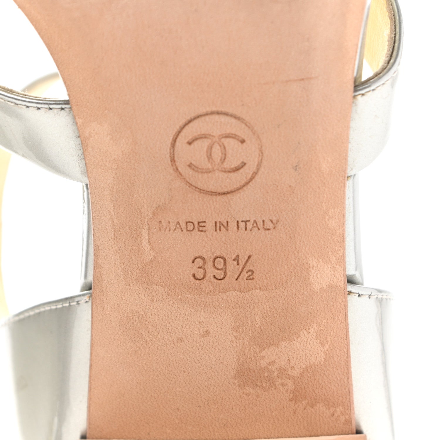 Chanel Metallic Patent Calfskin Sandals 39.5 Silver 7 of 13