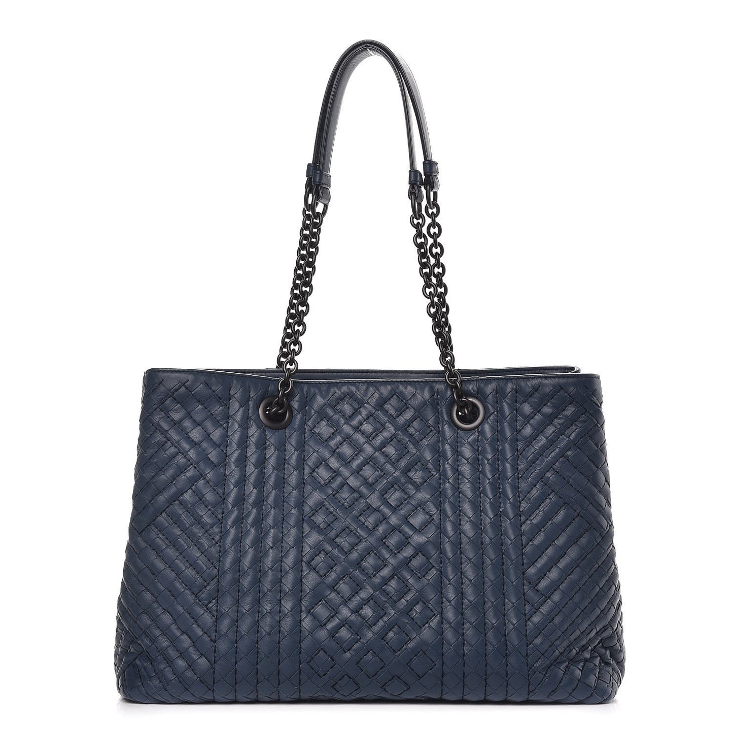 Calfskin Intrecciato Boutis Medium Tote Dark Denim
