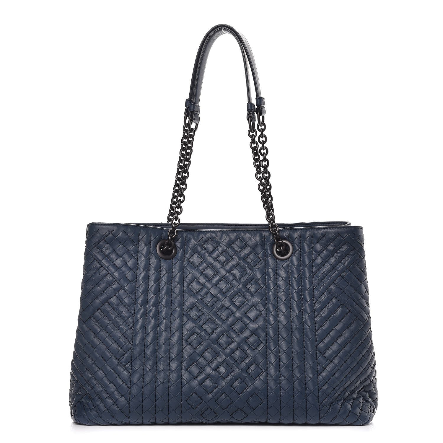 Bottega Veneta Calfskin Intrecciato Boutis Medium Tote Dark Denim 1 of 8