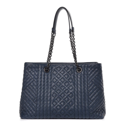 Bottega Veneta Calfskin Intrecciato Boutis Medium Tote Dark Denim 1 of 8