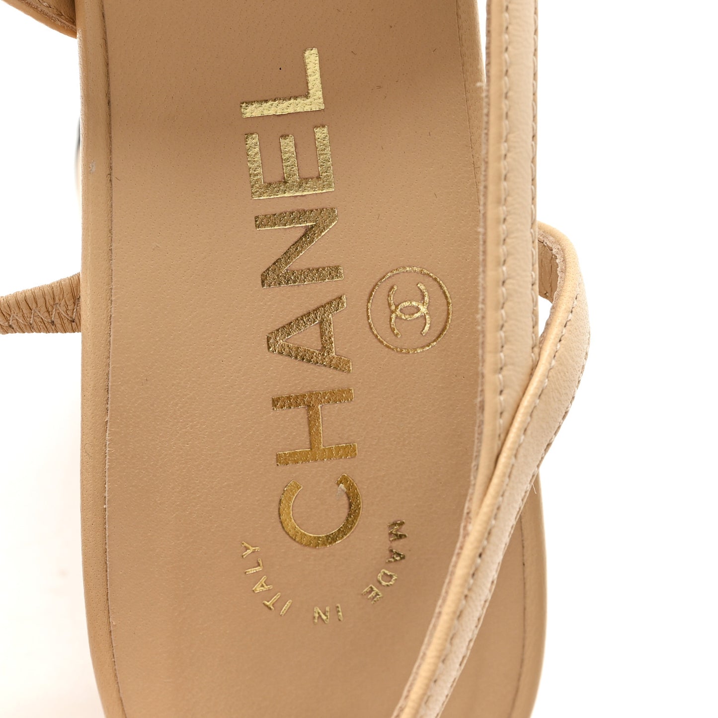 Goatskin Grosgrain Cap Toe CC Slingback Pumps 37 Beige Black