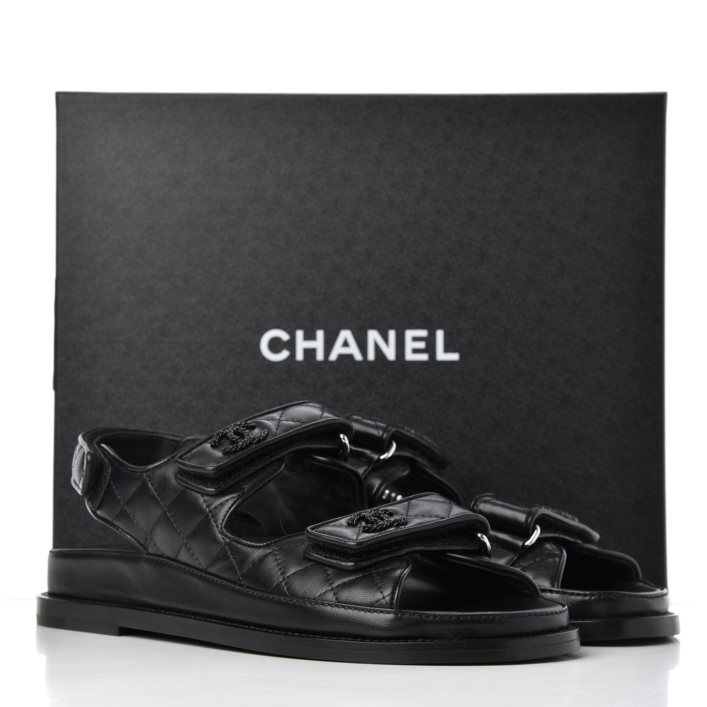 Lambskin Velcro Dad Sandals 39 Black