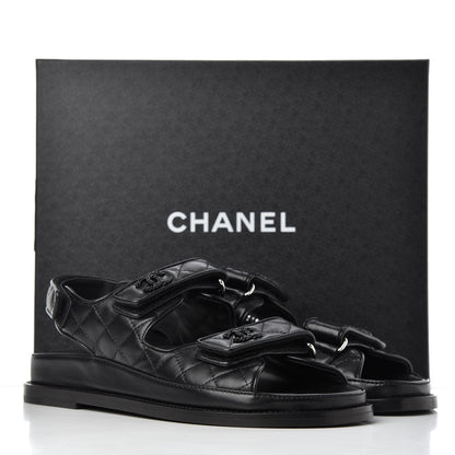 Chanel Lambskin Velcro Dad Sandals 39 Black 15 of 15